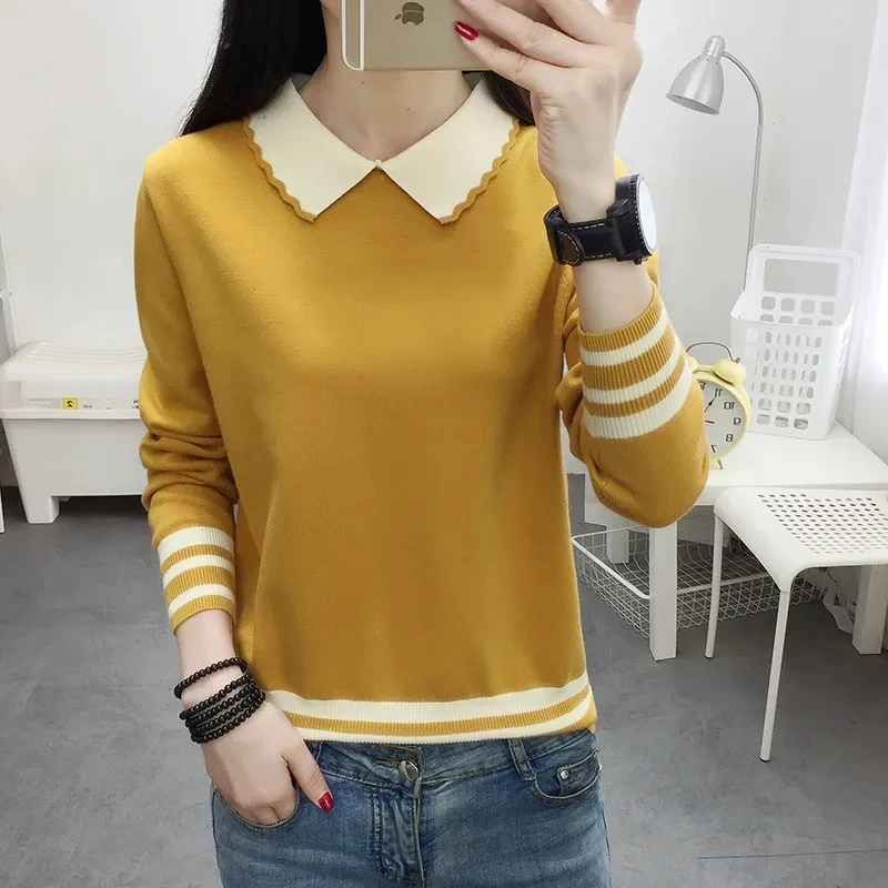 

Sweater Women 2023 New Autumn Winter Casual Knitwear Pullovers Clothes Long Sleeve Top Patchwork Sweaters Female