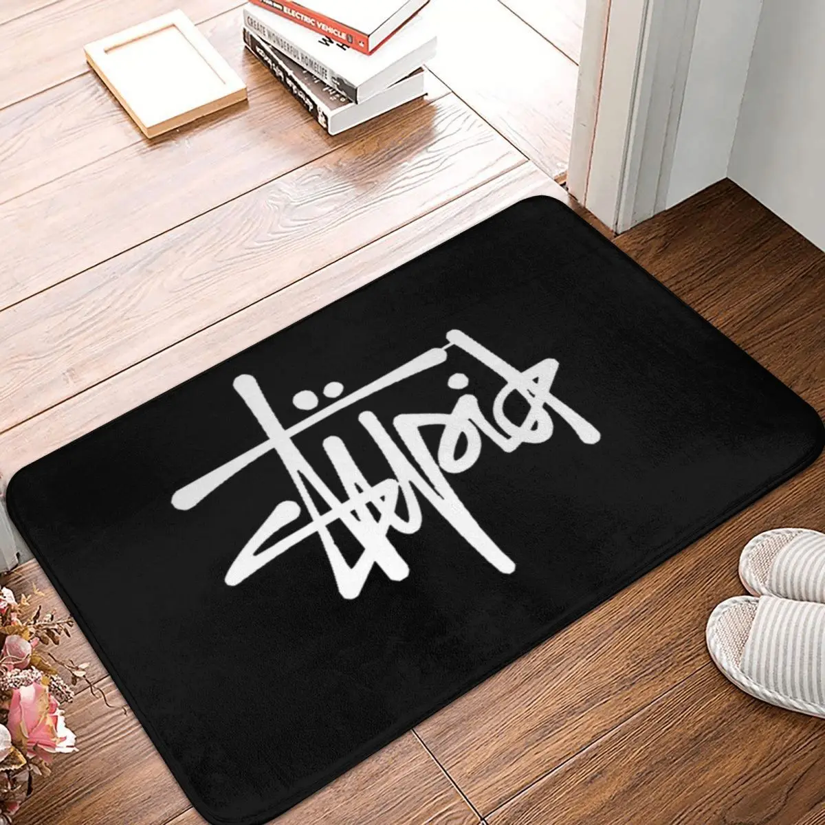 

Stupid - Stussy Parody Doormat Rug carpet Mat Footpad Polyester Non-slip Washable Floor Mat Entrance Bedroom balcony Foot Pad