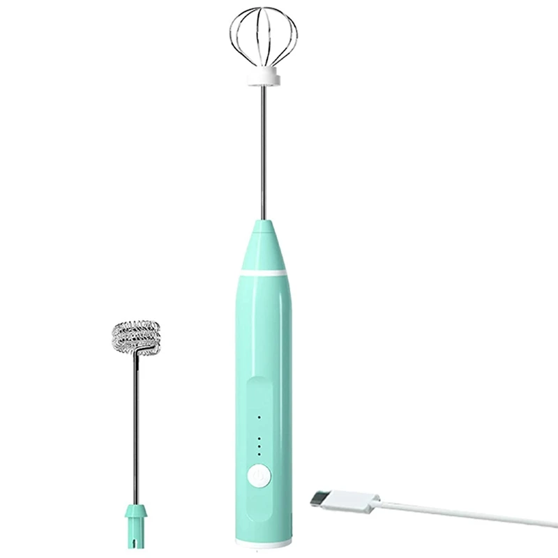 

Milk Frother Handheld Electric Rechargeable Frother For Coffee Stainless Steel Green Christmas Gift