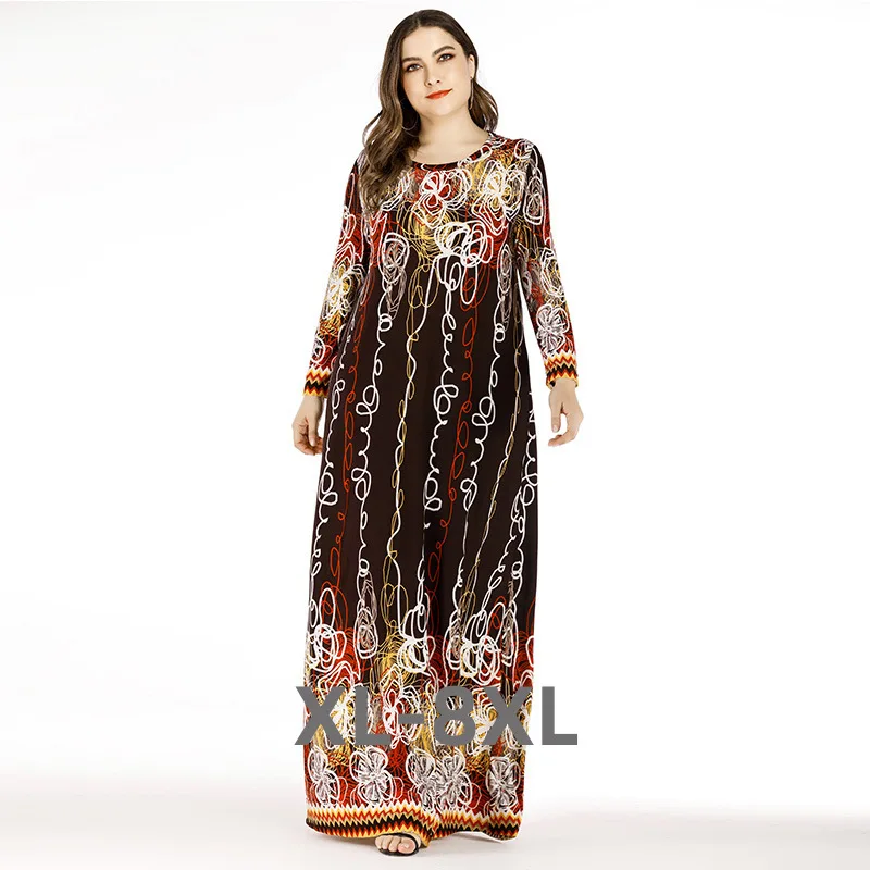 

Plus Size Elegant Sexy Evening Party Long dress Long Sleeve v Neck Print dresses for Women Female 3xl 4xl 5xl 6xl