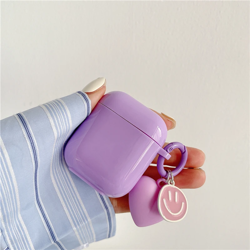 

Чехол для Airpods 1 2 3, симпатичный чехол с фиолетовым сердечком, милый чехол для airpods 3 / AirPods Pro, защитный силиконовый чехол для наушников из ТПУ