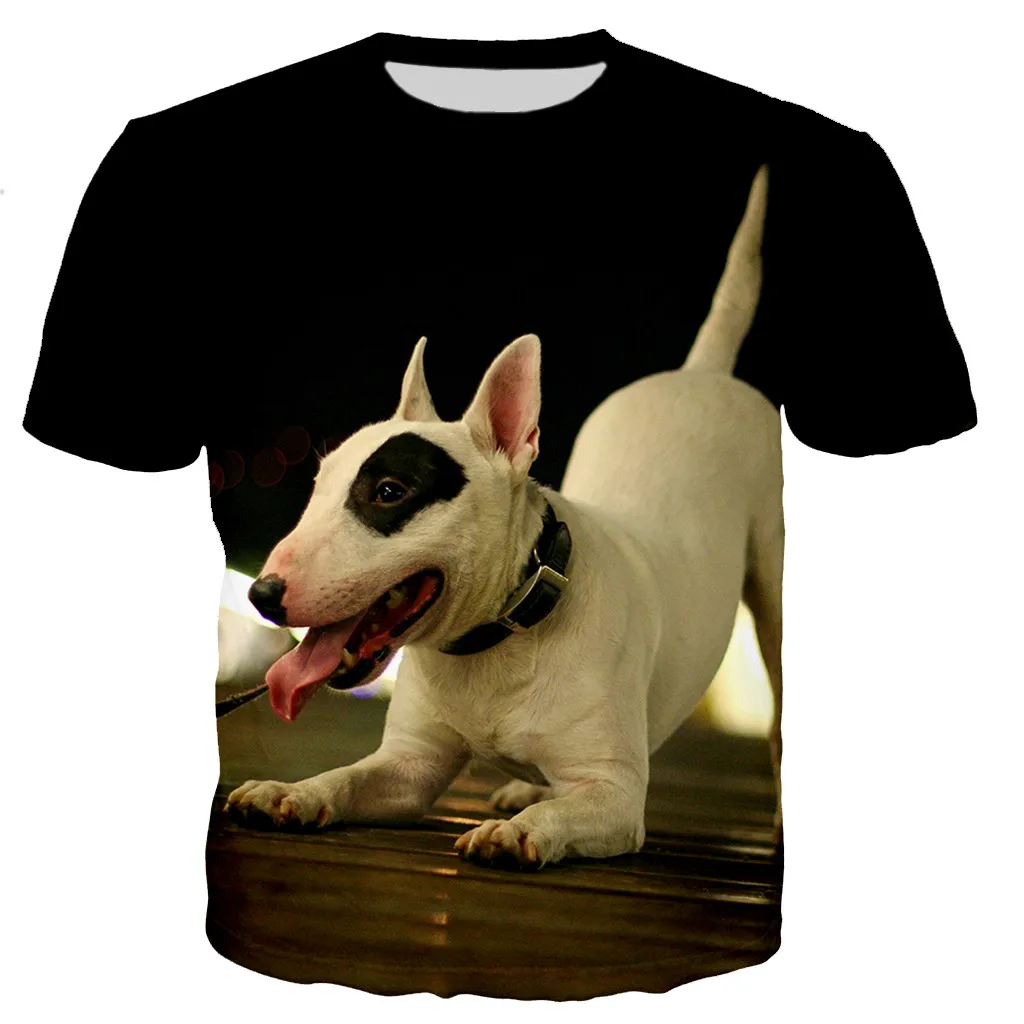 

Funny Bull Terrier 3d Print Cute Dog Pattern Men Ladies Kids Harajuku T Shirt Street Breathable Lightweight Summer Sports Top