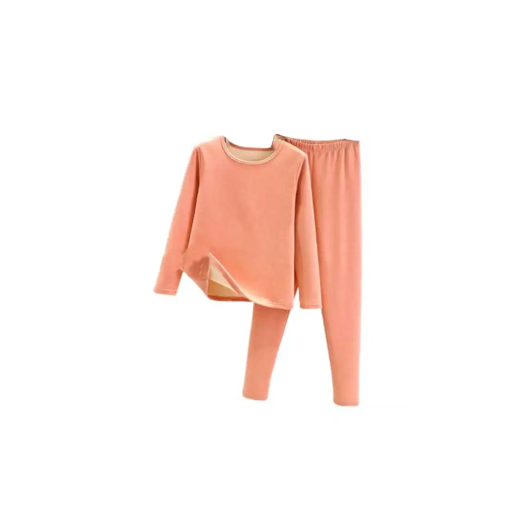 

Комплект женского термобелья, бархатный удобный комплект нижнего белья с длинными рукавами и круглым вырезом, однотонный, для холодной пог...