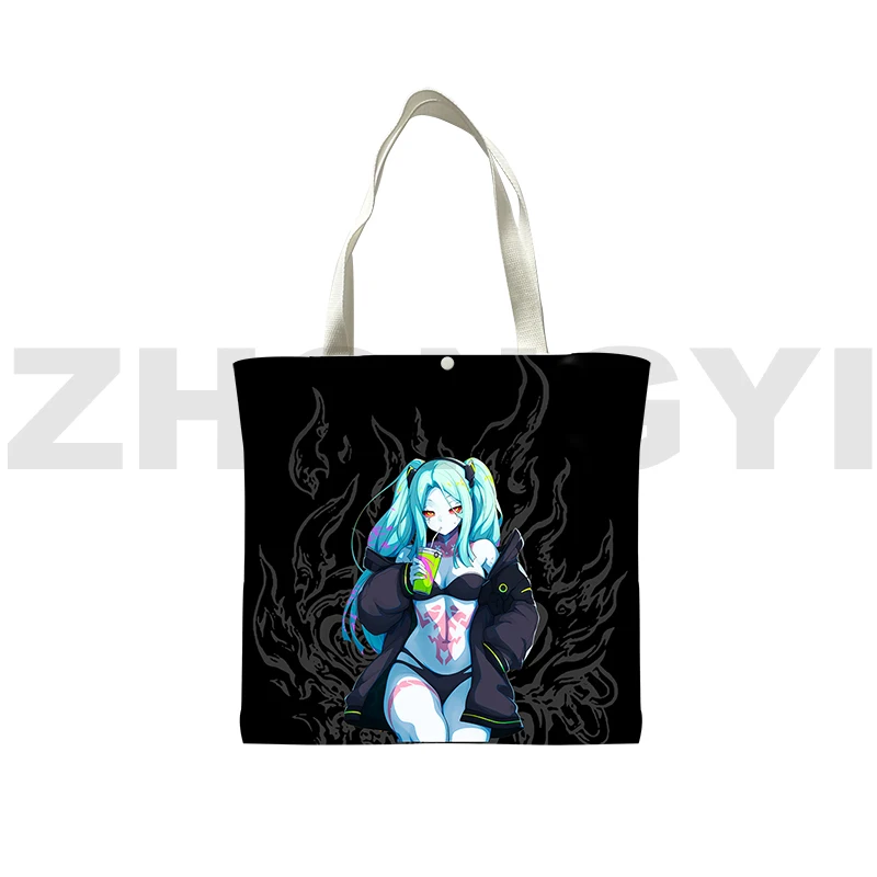 

Многоразовая сумка для покупок 3D Game Rebecca Cyberpunk Edgerunners, Женская Ручная сумка, сумки-тоуты для девочек-подростков с аниме, милая мультяшная сумка через плечо