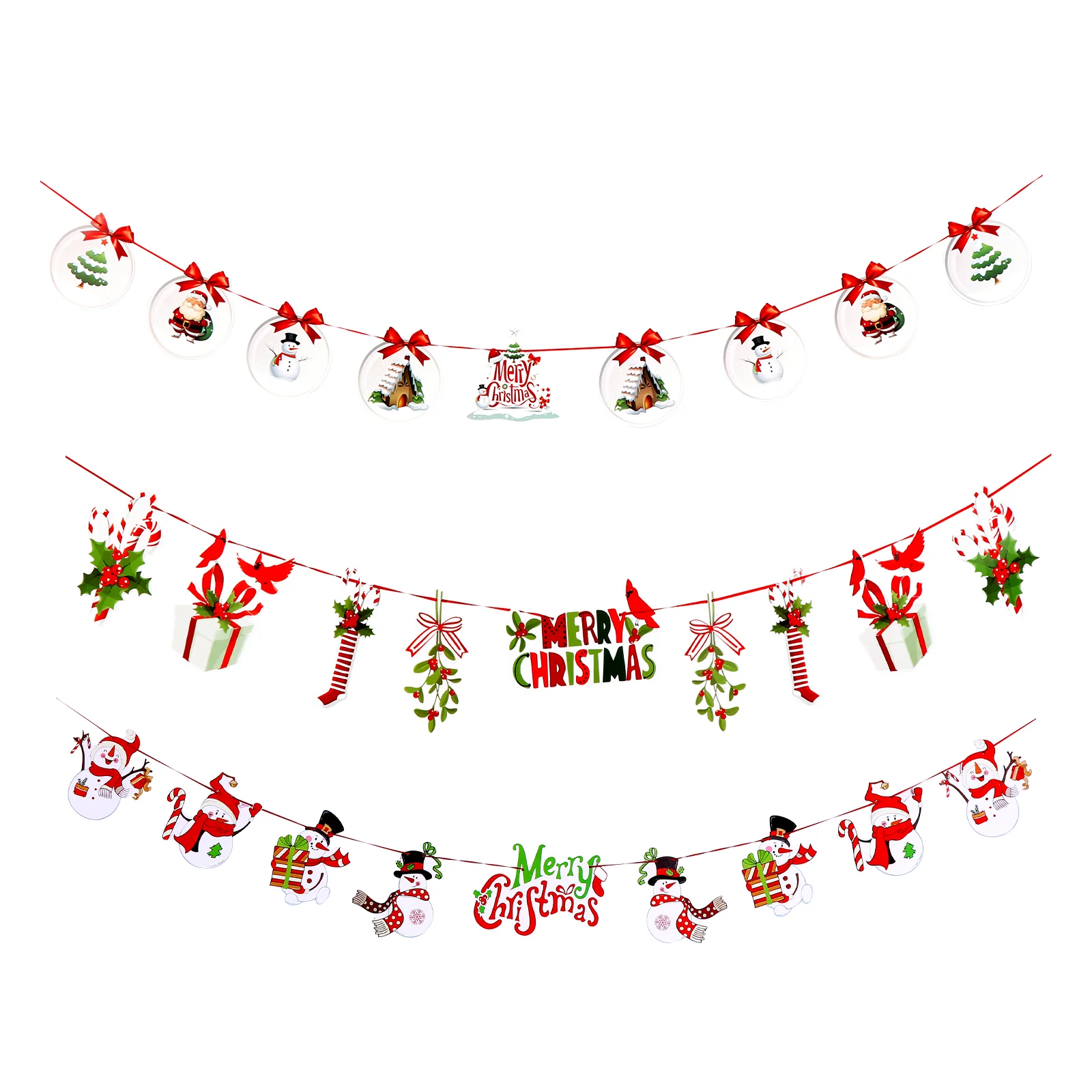 

3pcs Christmas Party Banner String Holiday Banner Merry Xmas Banner Christmas Paper Hanging Flags String Hanging Christmas Flag
