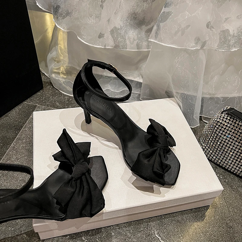 

Новинка лета 2023, женские сандалии на высоком каблуке с бантом и ремешком