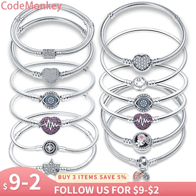 Лидер продаж браслет из серебра 100% пробы с подвесками в виде сердца CMB083 |