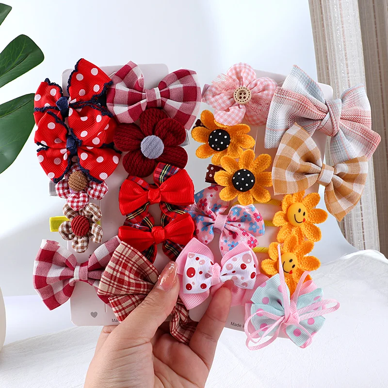 

Новый набор милых мультяшных зажимов для волос, милые заколки для волос с бантом и цветком для девочек, детские аксессуары для волос, украше...