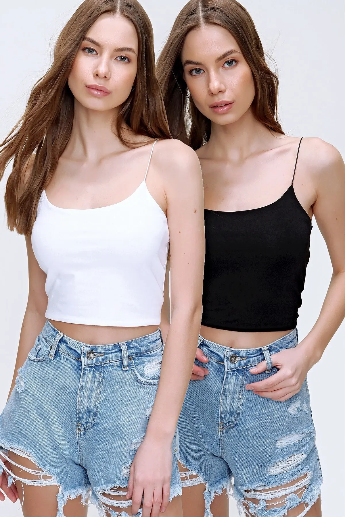 

Women's Summer Crop Top Blouse Black and White Rope Strap Crop Fit Double Blouse hot girl top boots toting shirt