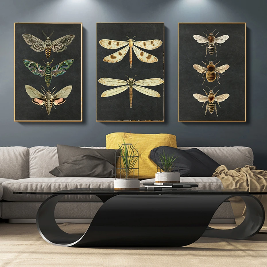 

Fashion Colorful Butterfly Canvas Painting Vintage Animal Aesthetics Decor Paintings for Interio Wall Art Living Room Decoration