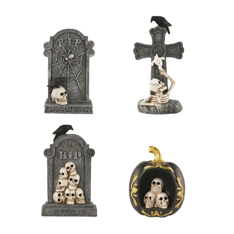 

Exquisite Halloween Skull Tombstone Figurine for Collectors and Enthusiasts