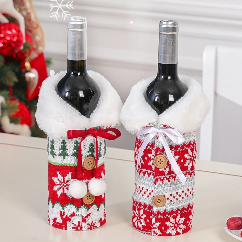 

Christmas Sweater Wine Bottle Dust Cover Christmas Decorations Home Dinner Decor Gift Ornament New Year 2023 Holiday