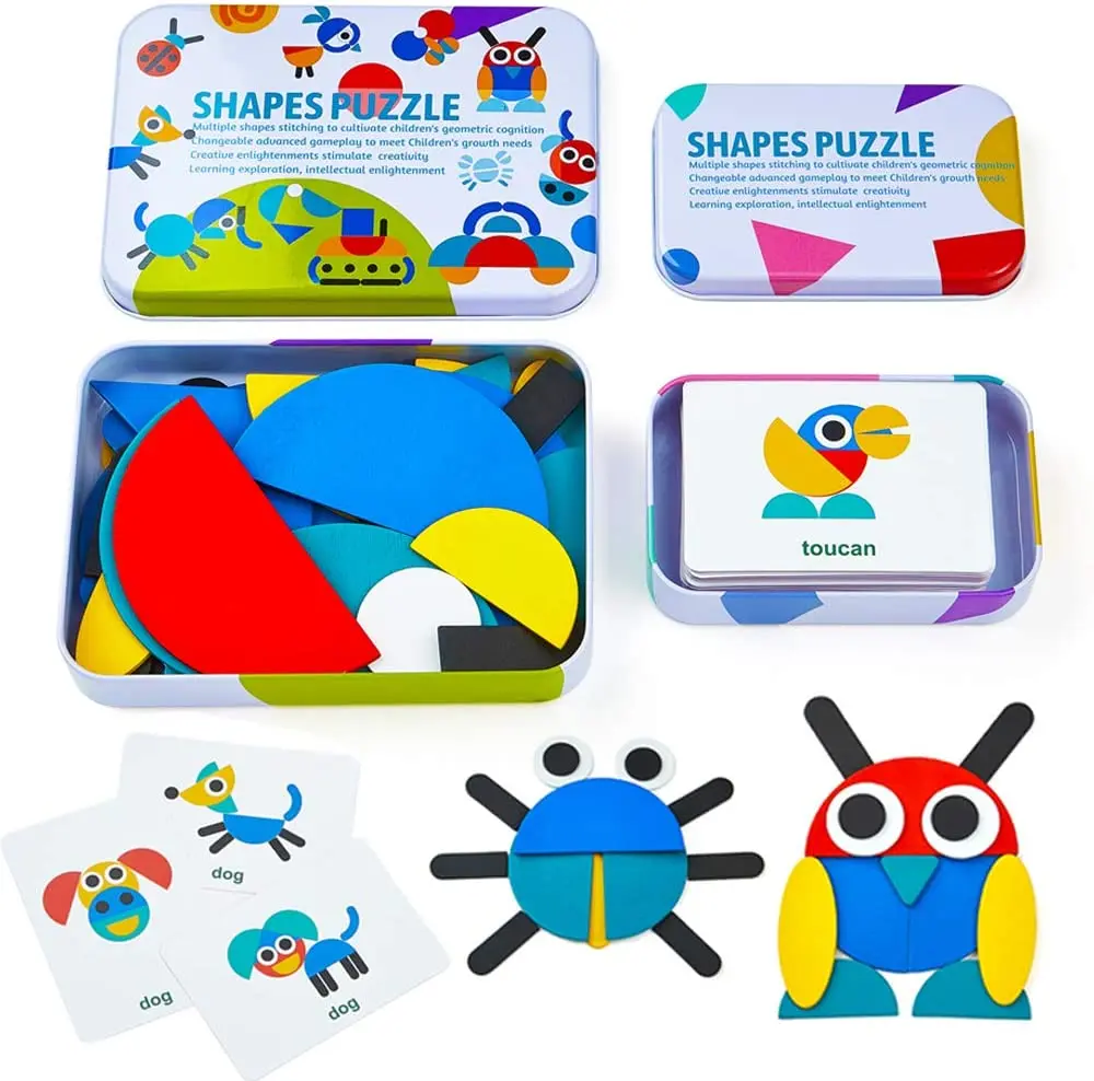 

Wooden Tangram Animals Jigsaw Puzzle Toys Sorting and Stacking Games Montessori Educational Puzzle Wooden Toys For Toddlers
