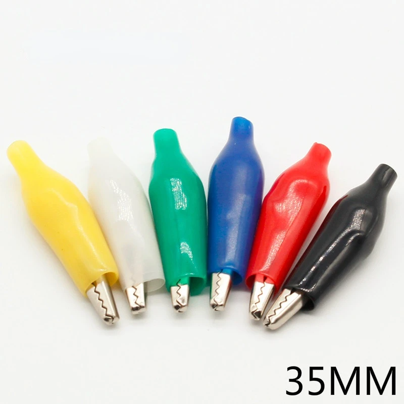 

12 шт. изоляционный металлический зажим типа крокодил Электрический тест 35 мм свинцовый цветной красный черный синий зеленый белый желтый м...