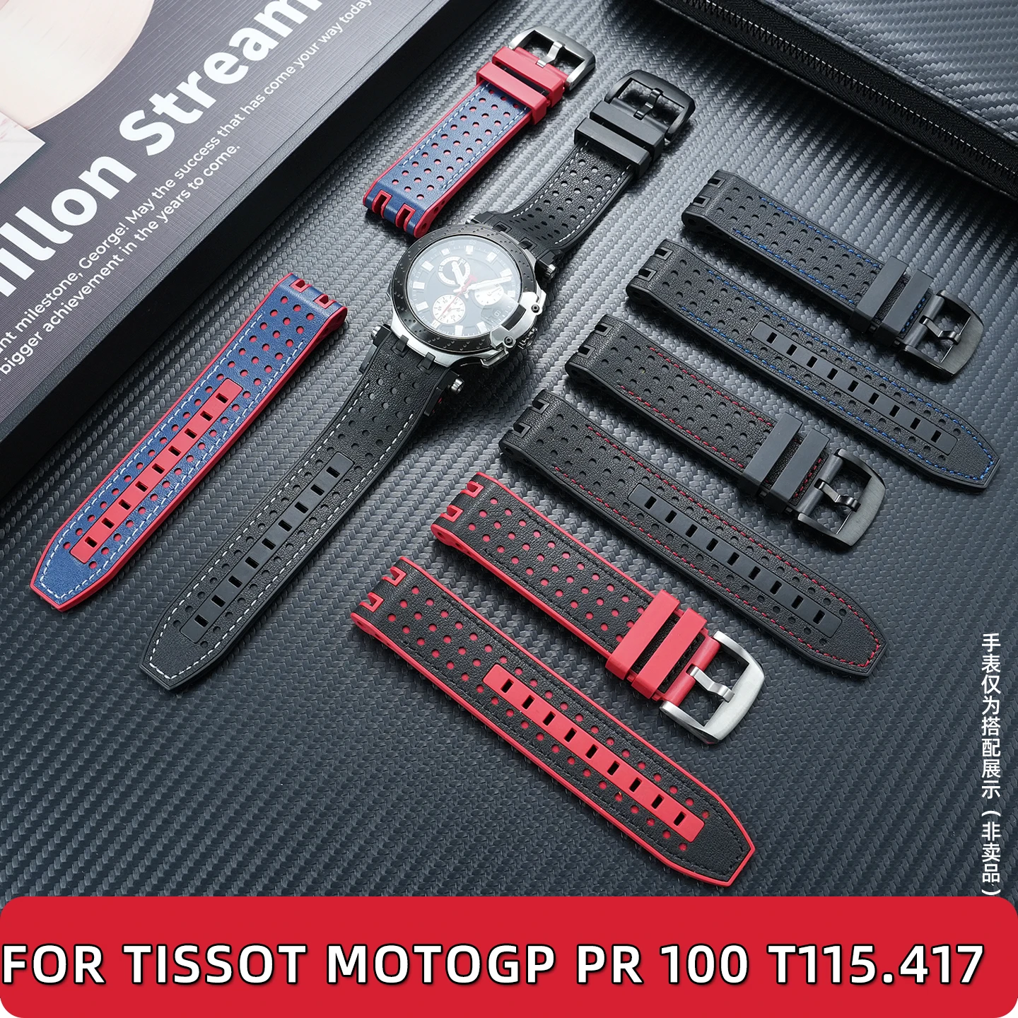 Фото Сменный ремешок T115 для часов Tissot T115.417 427, резиновый ремешок T115.42A, кожаный ремешок для часов, красный, синий. №1