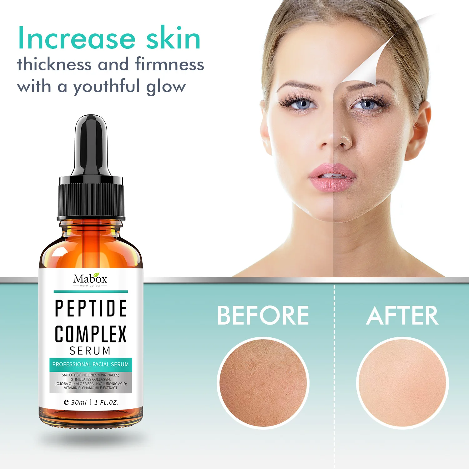 MABOX Peptides Repair Face Serum Anti Wrinkle Moisturizing Hydrating Collagen Hyaluronic Acid Anti-aging Whitening Skin Care