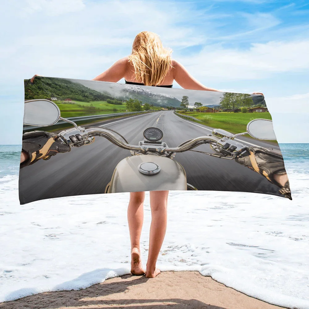 

Мотоциклетное соревнование искусственное Большое пляжное полотенце для взрослых Дорожная мочалка портативное спа-полотенце для лица
