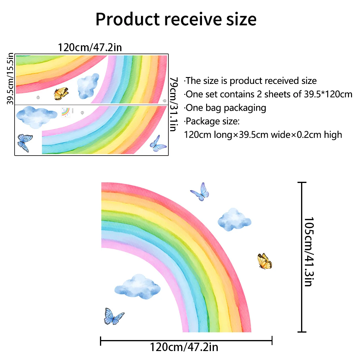 Акварельные полурадужные настенные стикеры в стиле бохо художественные