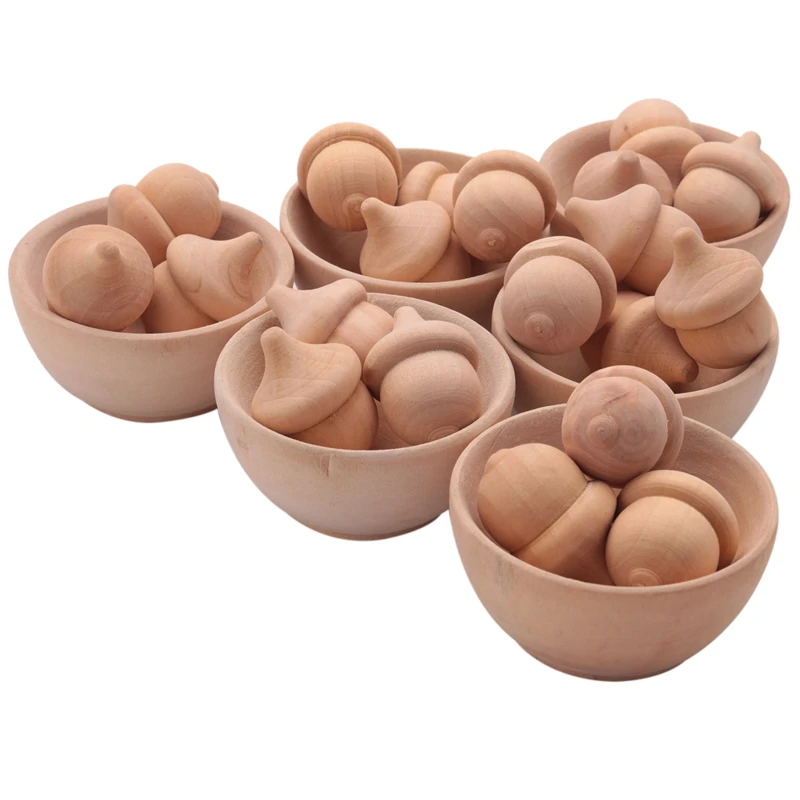 

Unfinished Wooden Wooden Acorn Natural Wood Counting and Sorting DéCor Handicraft Kit DIY for Painting,Art Projects