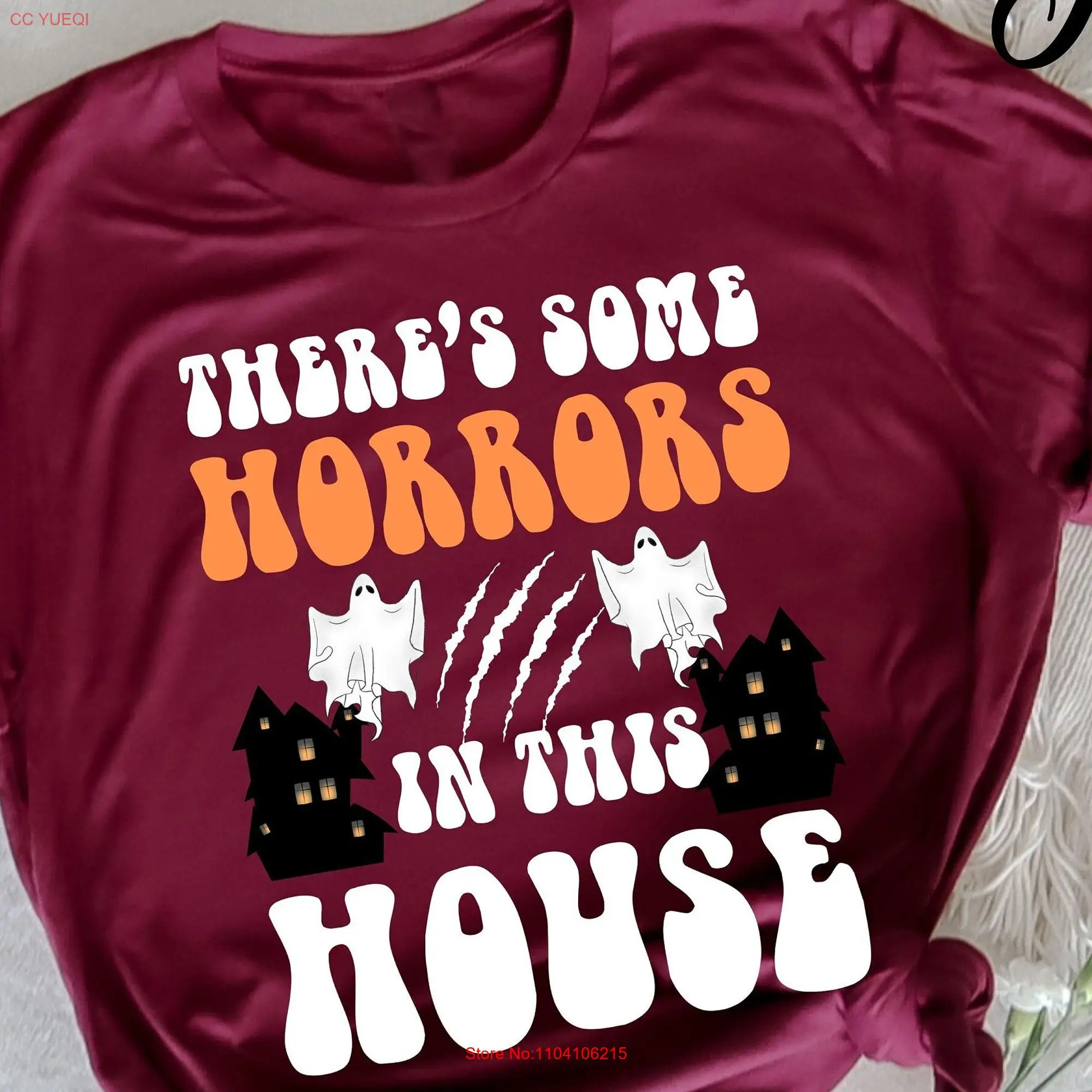 Женская футболка с длинным или коротким рукавом принтом в виде призрака тыквы