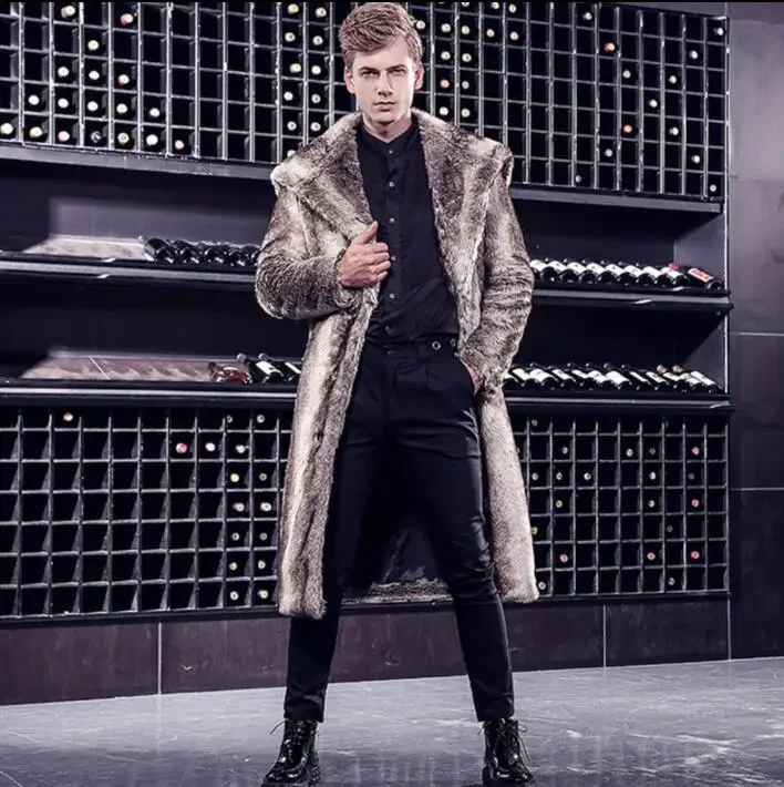 Осенне-зимняя куртка из искусственной норки Мужская Утепленная на пуговицах