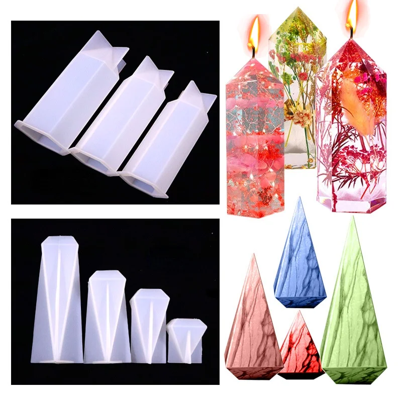 

DIY Epoxy Candle Silicone Mold Square Cone Stereo Hexagonal Cylinder Creative Geometric Candle Making Kit Home Decor Christmas