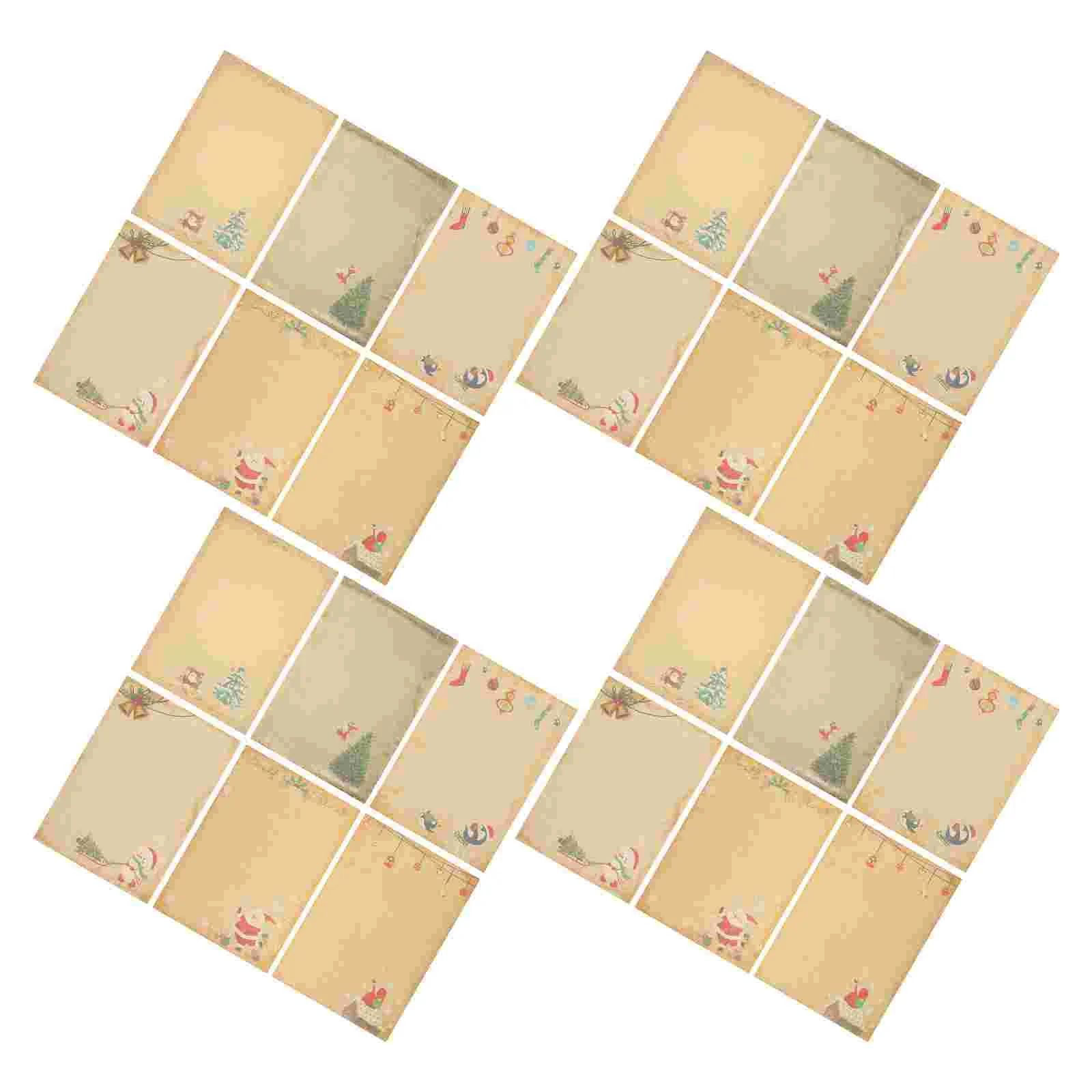 

60Pcs Christmas Themed Kraft Papers Stationery Vintage Writing Papers