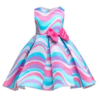 baby girl dress cute toddler clothes o neck bowknot colorful striped sleeveless gown princess party children infant dresses