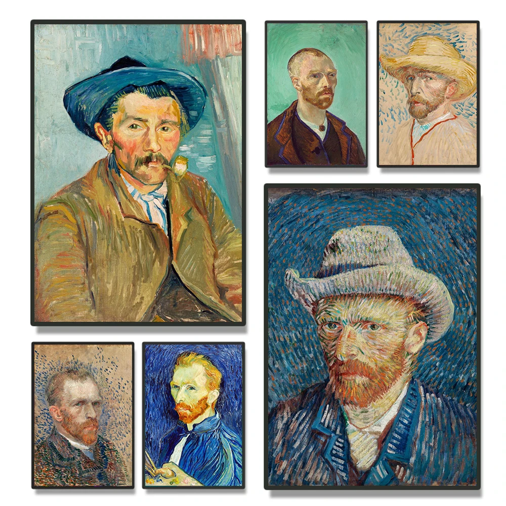 

Vincent Van Gogh Figure Painting Poster Prints For Living Room Home Decor Famous Painter Self Portrait Canvas Painting Wall Art