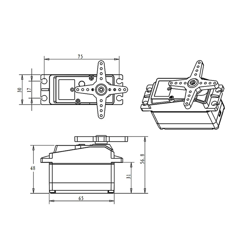 Цифровой металлический сервопривод CKFAM-150KG 12V RDS51150 с двойным валом, кронштейном U-образной формы и водонепроницаемым корпусом (art.: 3920d9792bf08) - 3920d9792bf08