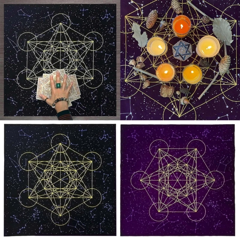 

Metatrone's Cub Crystal Grid Altar Cloth Tapestry Tablecloth Ritual Spiritual Cloth for Sacred Places,Tarot Table Cover