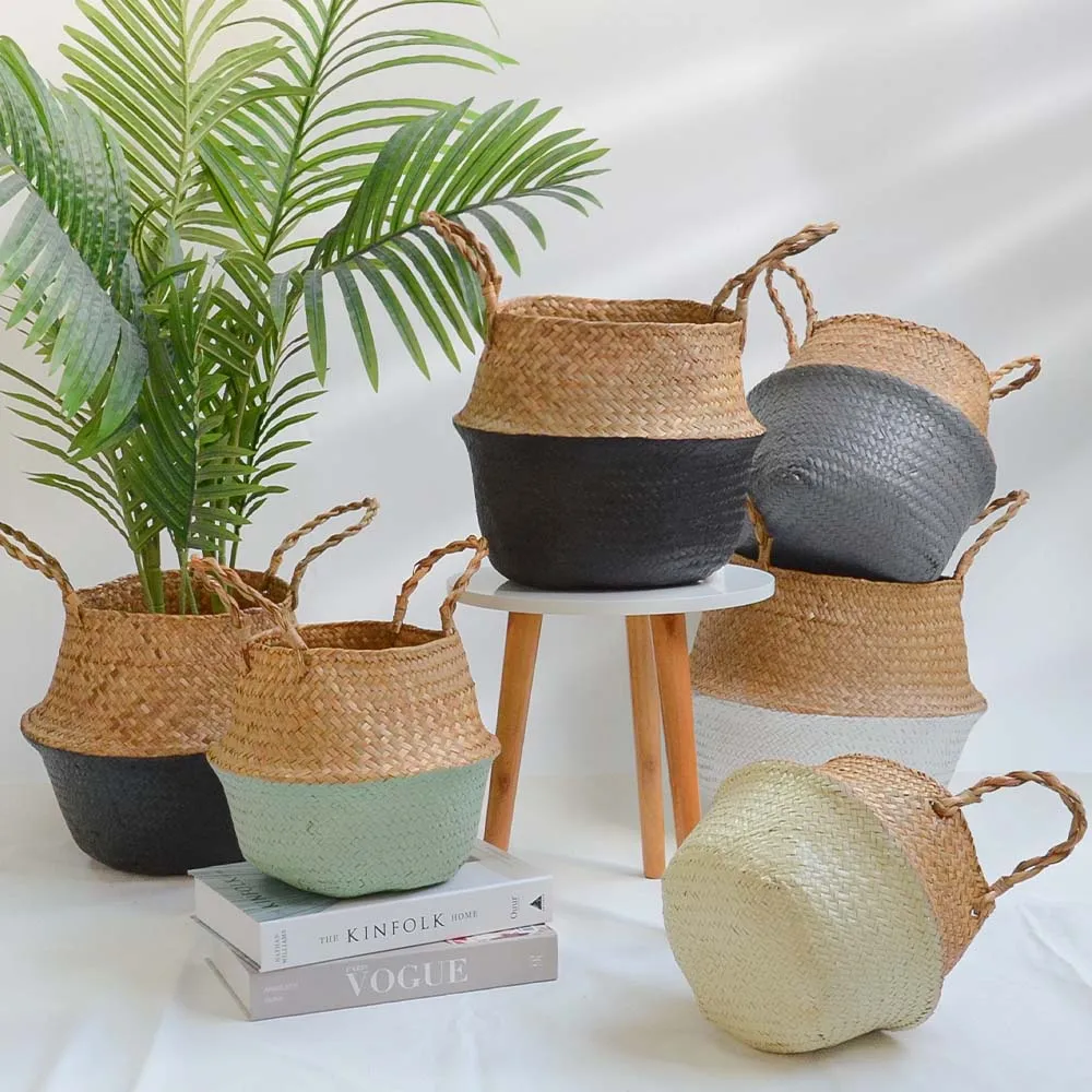 

Panier Pot Pot Cestas Osier Seagrass Flower Mimbre Storage Rattan Wicker Home Hanging Toy Bohe Baskets Rangement Laundry Baskets