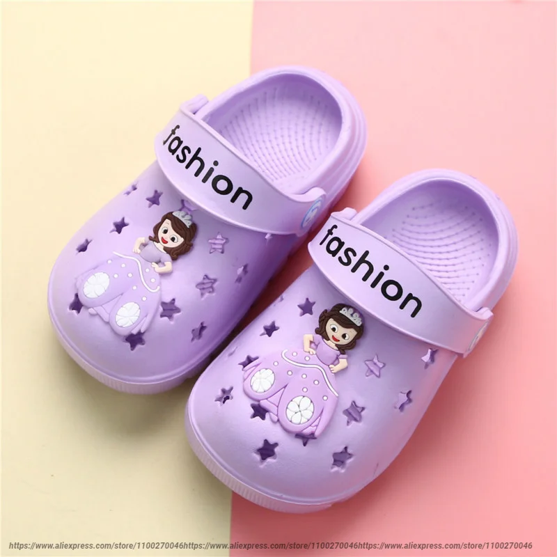 Disney Summer Children's Cartoon Hole Sandals Boys Girls Baby Princess Spiderman Frozen Non-slip Sandals Slippers Beach Shoes