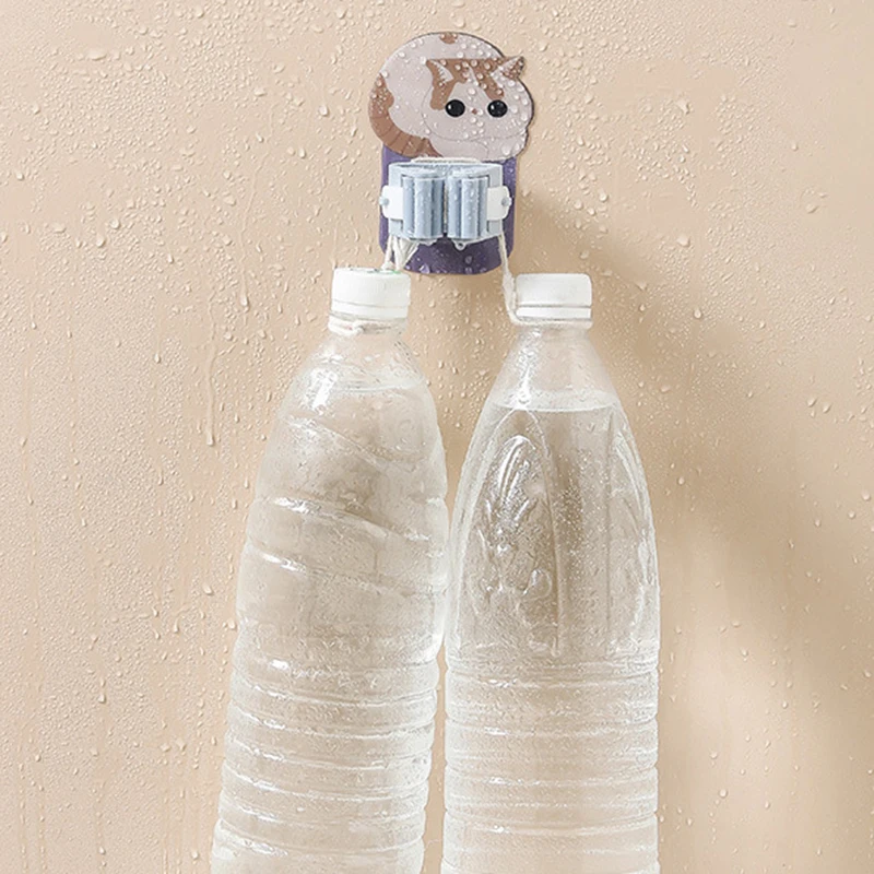 

Настенный держатель швабры с мультяшным котом, клейкий органайзер для метлы, универсальный настенный держатель швабры xqmg