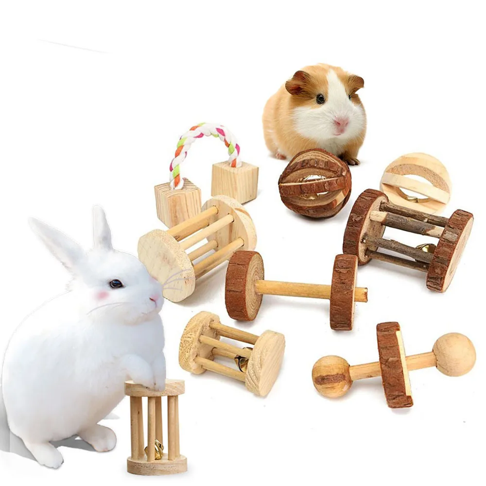 Натуральные деревянные игрушки кролики сосны гантелями Одноколесный самокат