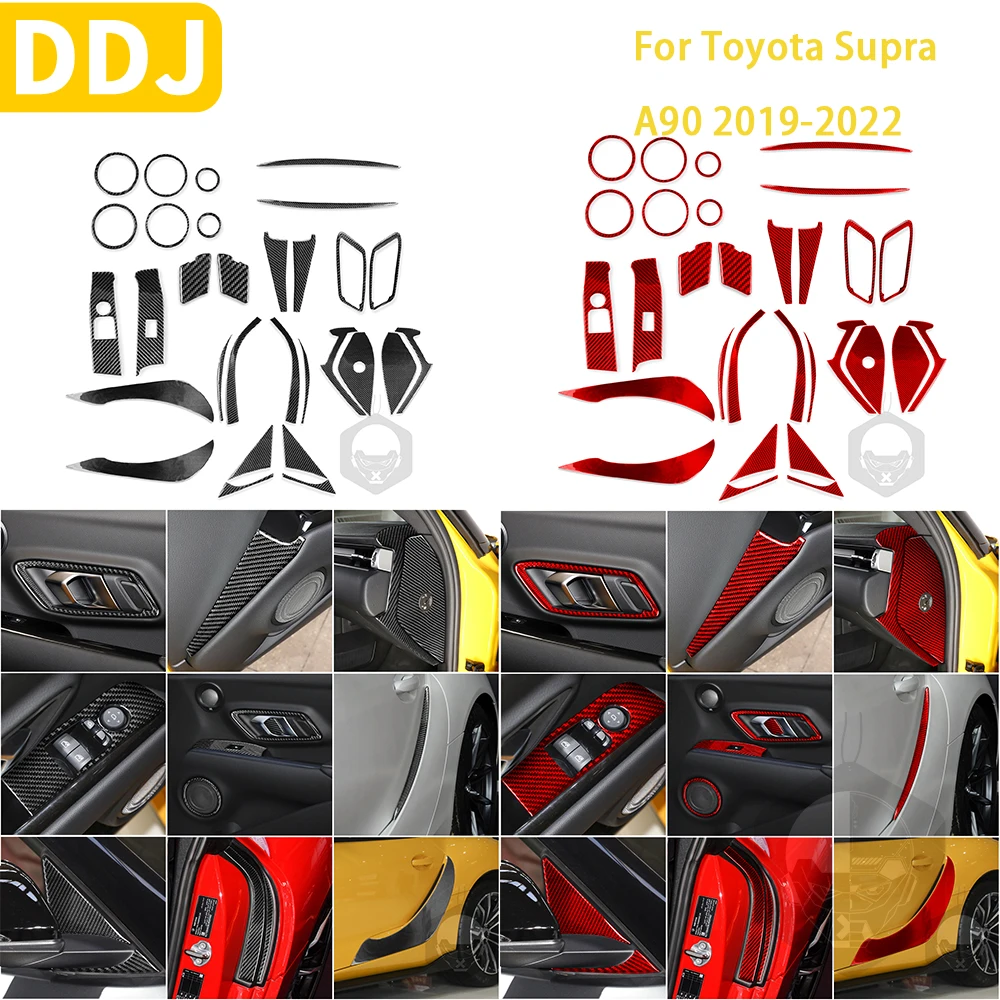 

For Toyota Supra A90 2019 2020 2021 2022 Car Door Suit Trim Sticker Carbon Fiber Interior Car Accessories LHD RHD Modification
