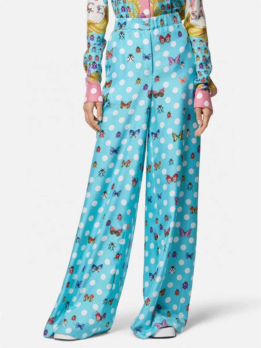 

Новинка весна-лето 2023 женские широкие брюки с принтом модные корейские высококачественные женские брюки y2k одежда длинные брюки traf