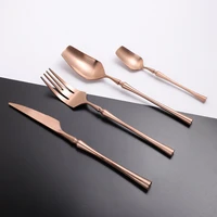 24pcs matte rose gold dinnerware western stainless steel sets kitchen tableware knives spoons forks cutlery sets dropshopping