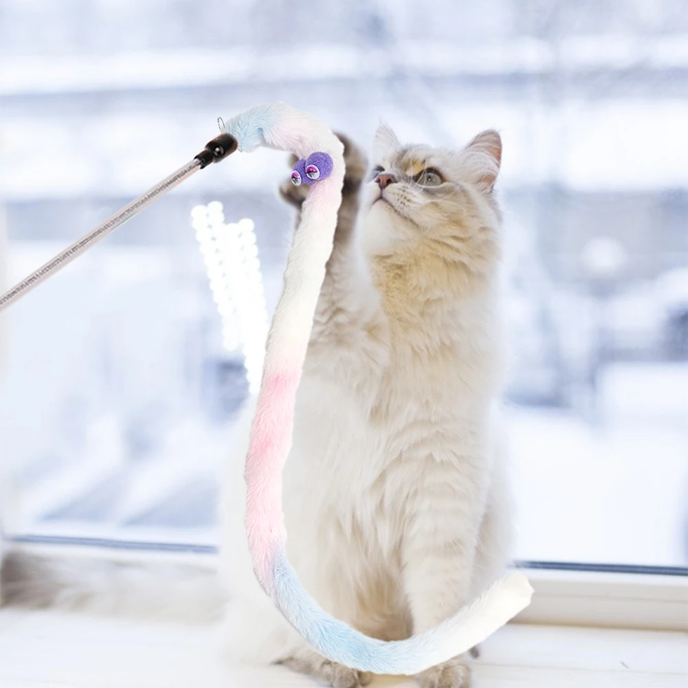 Игрушка для кошек перьевая палочка веселая Женская гусеница домашних животных