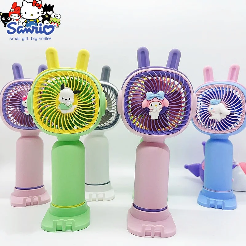 

Cartoon Sanrio Convenient Small Fan with Mobile Phone Rack Big Wind USB Cinnamoroll Charging Small Fan Childrens Birthday Gift