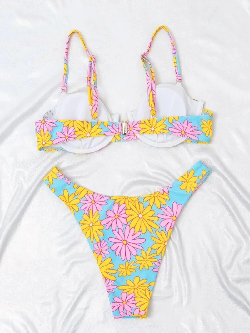 Женский купальный костюм с V-образным вырезом и эффектом пуш-ап | Женская одежда