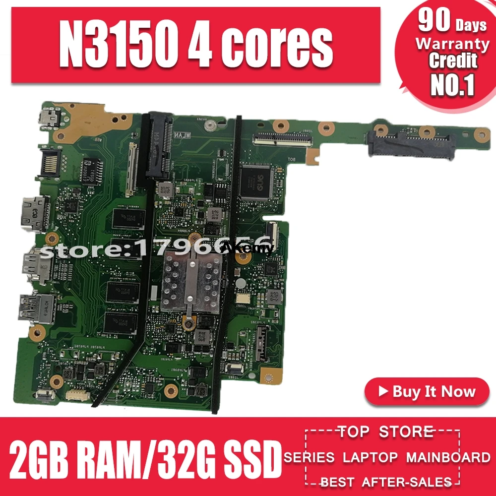 

Материнская плата для ноутбука Asus E502SA, подходит для 15-дюймовых ноутбуков, системная плата E502SA E502S с 4-ядерным процессором N3150, ОЗУ 2 Гб, SSD 32 Гб