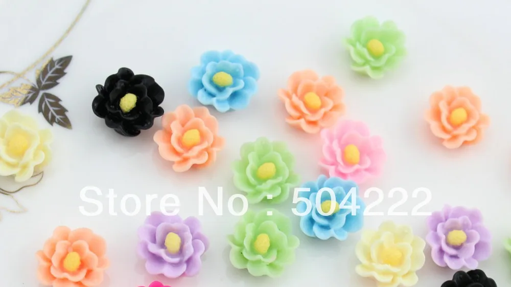 250pcs hand paint rose flower Decoden Supplies cabochons mixed colors 14mm matte resin rolled cabs | Украшения и аксессуары