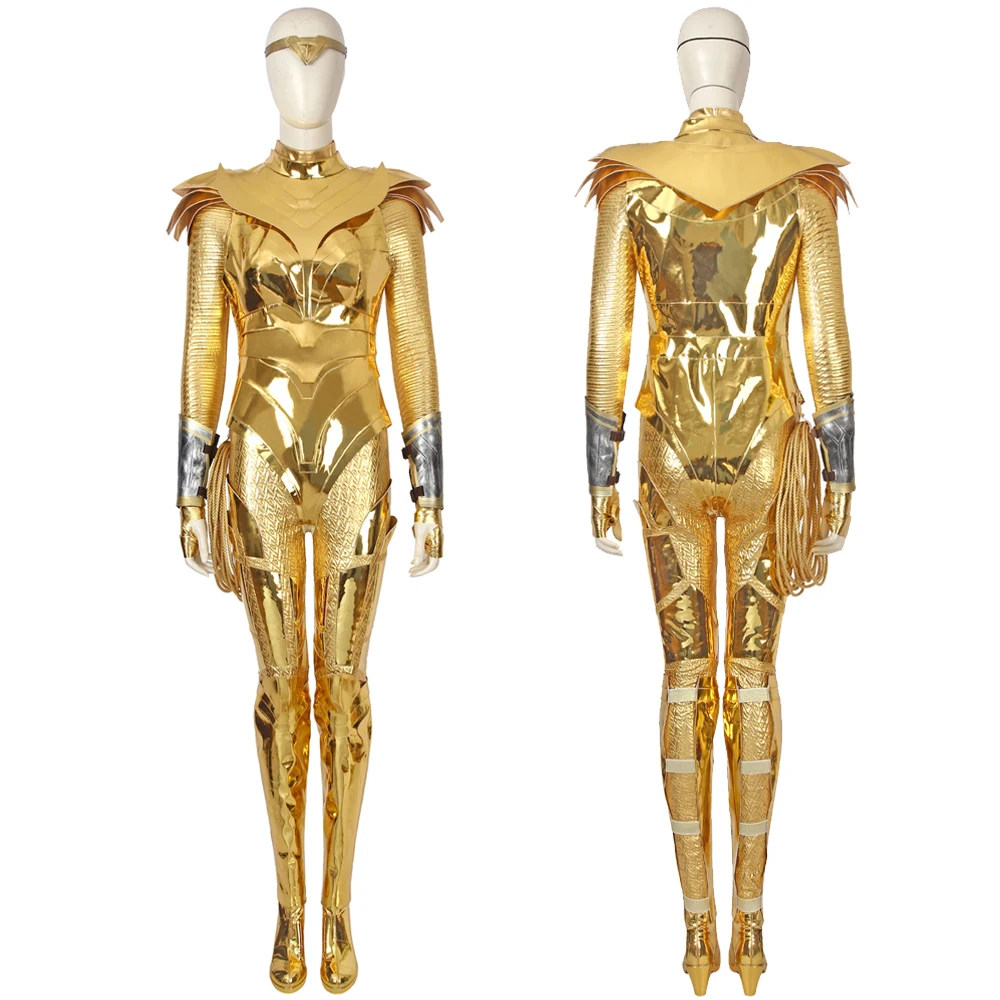 

WW 1984 Косплей Диана костюм Хэллоуин карнавал Heroine золотистый цвет с веревкой необычный комбинезон супергероя