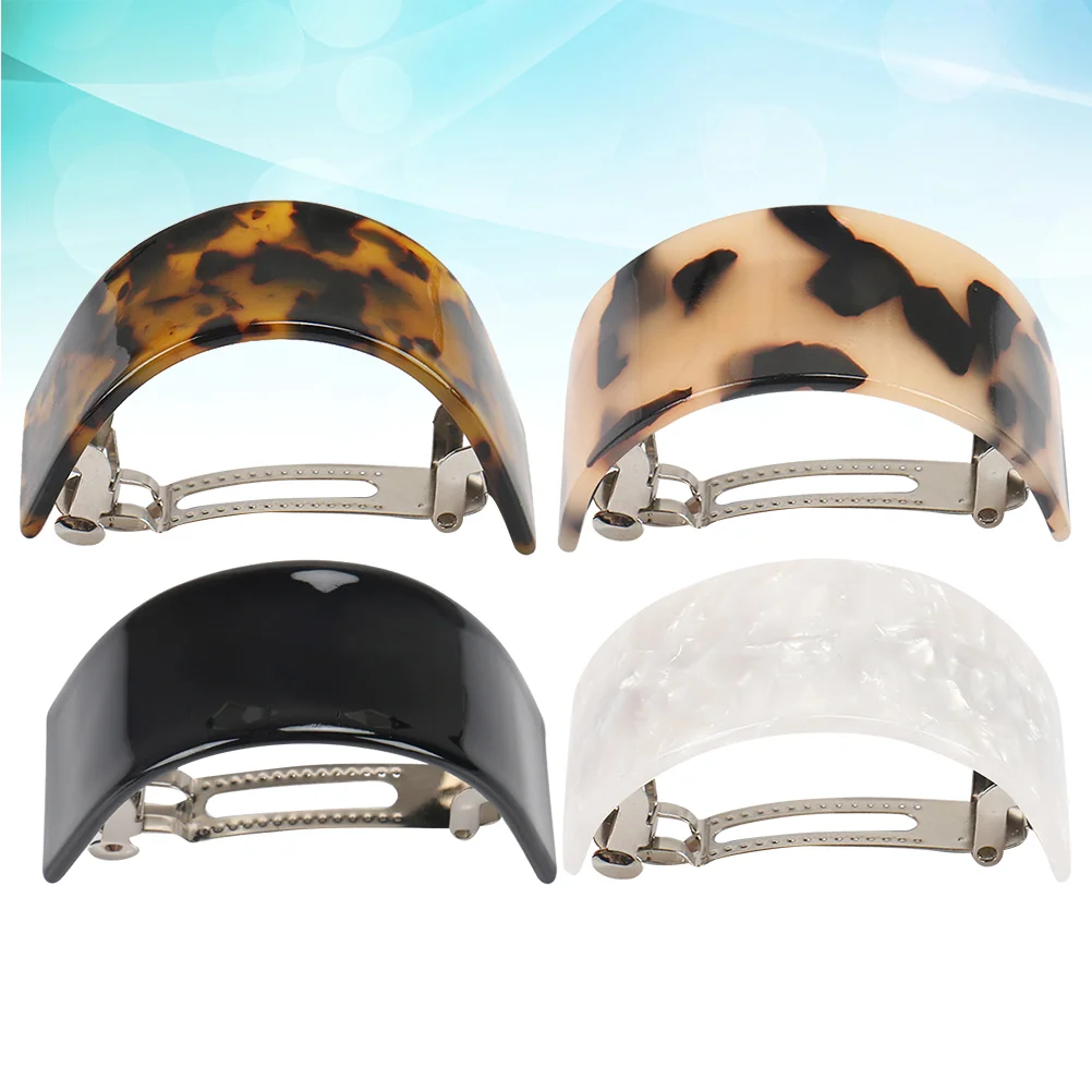 

4Pcs Elegant Hair Spring Clips Fashion Hairpins Semicircle Clips Ponytail Holder Mixed