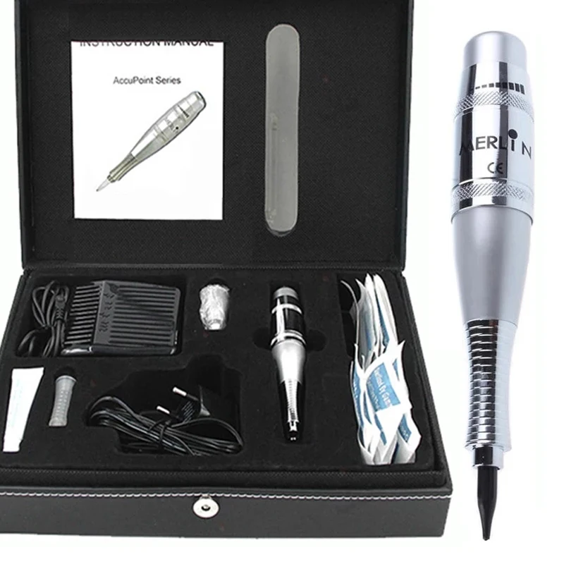 

Машинка для перманентного макияжа USA тату-машина "Мерлин", набор машинки + ножная педаль, профессиональный набор косметики для татуировок, машинка для татуировок, иглы