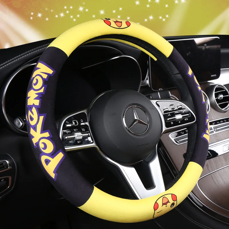 

2022 new Pokémon Japanese cartoon Pikachu winter steering wheel cover warm fashion kawaii general holiday birthday gift