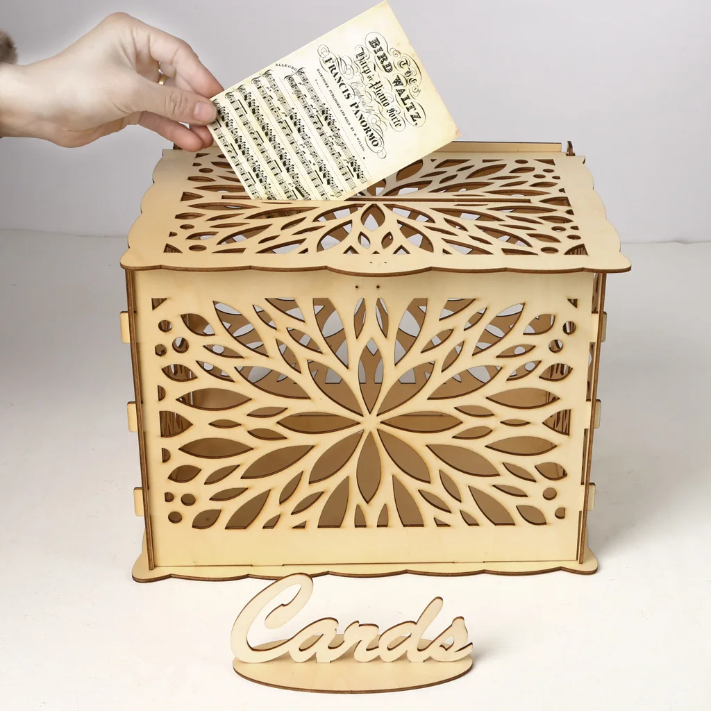 

DIY Rustic Wedding Card Box Card Sign Wooden Gift Card Box Money Box for Reception Wedding Anniversary Baby Shower