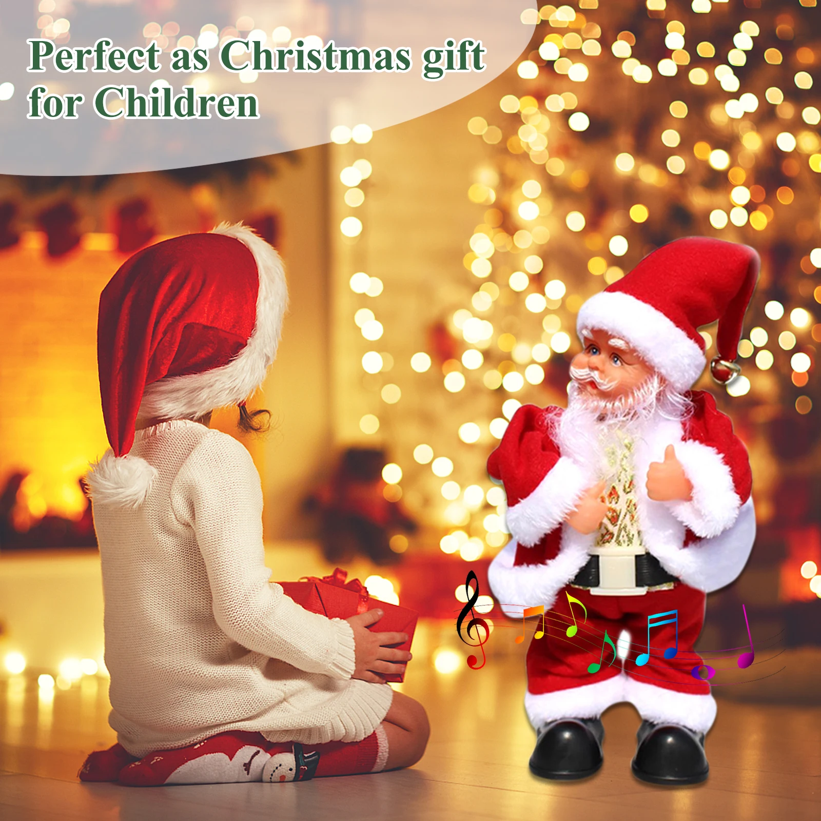 Смешная Женская Вибрирующая бедра с музыкой светлый танцующий Санта-Клаус