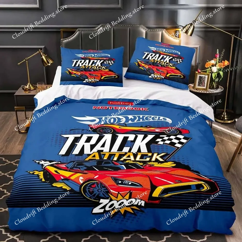 Фото Комплект постельного белья с 3D-принтом Monster Truck Hot Wheel: пододеяльник и наволочки, размеры Twin, Full, Queen, King, для декора спальни, домашний текстиль №5